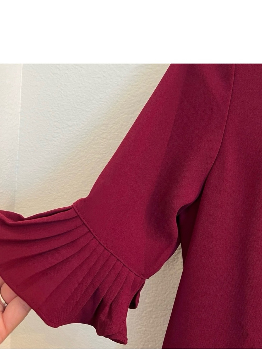 NWT Alfani Pleated Flounce Dress Berry Shimmer Sz 14 - Picture 6 of 8